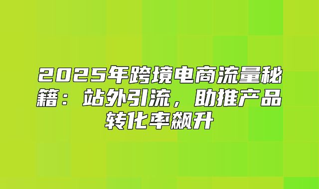 2025年跨境电商流量秘籍：站外引流，助推产品转化率飙升