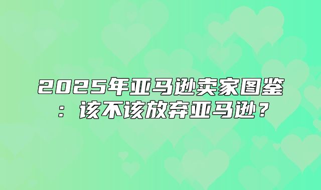2025年亚马逊卖家图鉴：该不该放弃亚马逊？