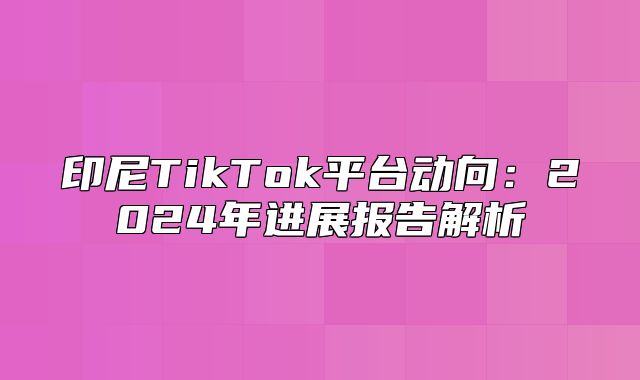印尼TikTok平台动向：2025年进展报告解析