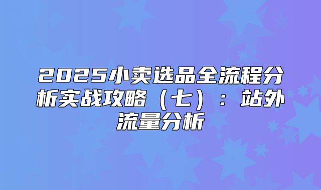 2025小卖选品全流程分析实战攻略七：站外流量分析