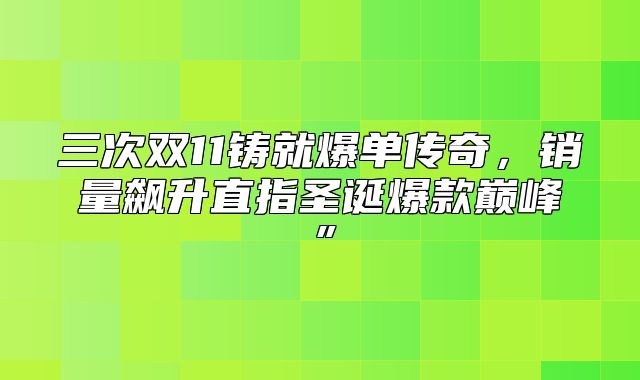 三次双11铸就爆单传奇，销量飙升直指圣诞爆款巅峰”