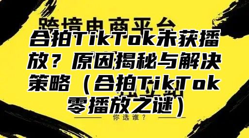 合拍TikTok未获播放？原因揭秘与解决策略合拍TikTok零播放之谜