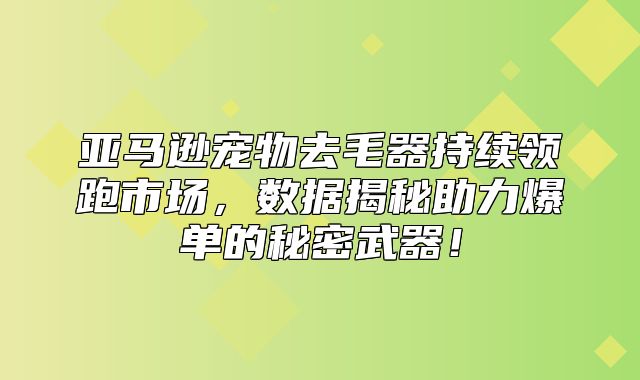 亚马逊宠物去毛器持续领跑市场，数据揭秘助力爆单的秘密武器！
