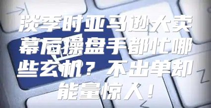 淡季时亚马逊大卖幕后操盘手都忙哪些玄机？不出单却能量惊人！