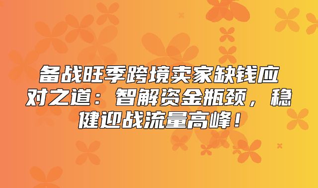 备战旺季跨境卖家缺钱应对之道：智解资金瓶颈，稳健迎战流量高峰！