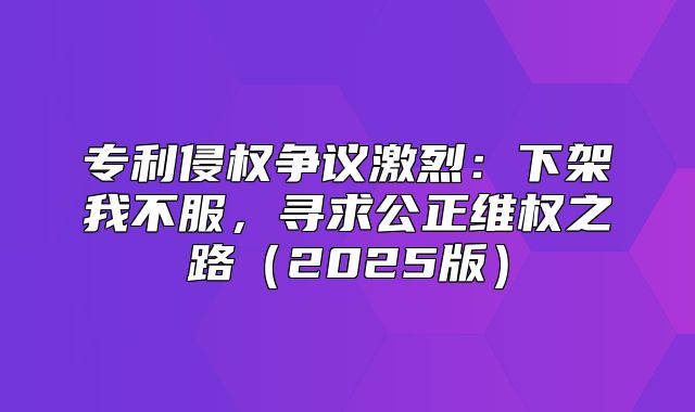 专利侵权争议激烈：下架我不服，寻求公正维权之路2025版