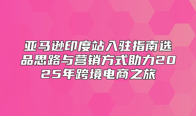 亚马逊印度站入驻指南选品思路与营销方式助力2025年跨境电商之旅