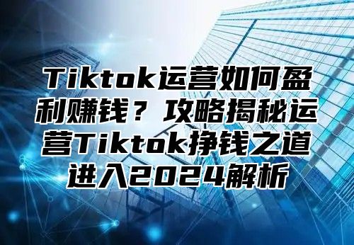 Tiktok运营如何盈利赚钱？攻略揭秘运营Tiktok挣钱之道进入2025解析