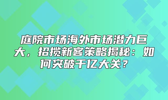 庭院市场海外市场潜力巨大，招揽新客策略揭秘：如何突破千亿大关？