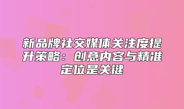 新品牌社交媒体关注度提升策略：创意内容与精准定位是关键