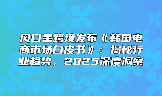 风口星跨境发布韩国电商市场白皮书：揭秘行业趋势，2025深度洞察