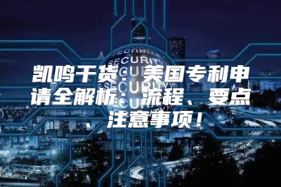 凯鸣干货：美国专利申请全解析：流程、要点、注意事项！