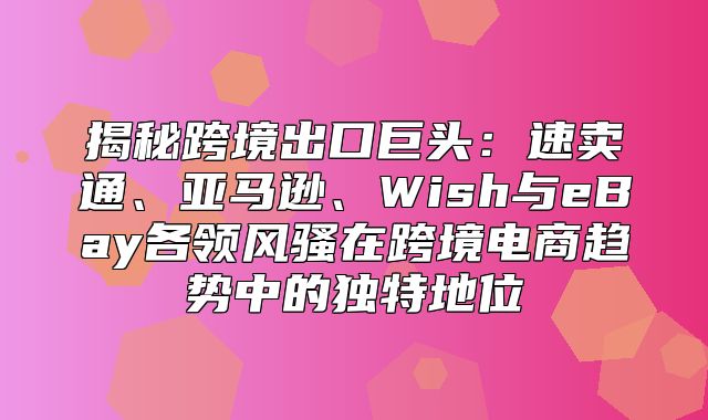 揭秘跨境出口巨头：速卖通、亚马逊、Wish与eBay各领风骚在跨境电商趋势中的独特地位