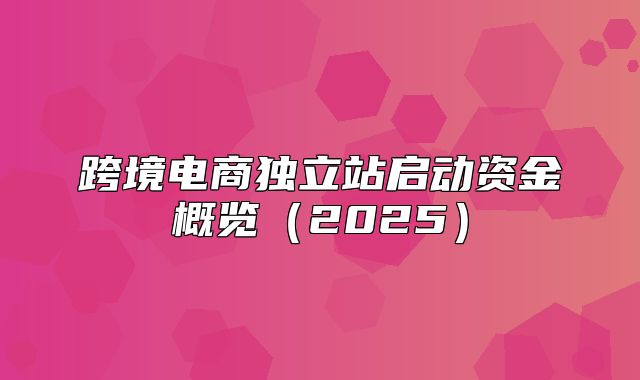 跨境电商独立站启动资金概览2025