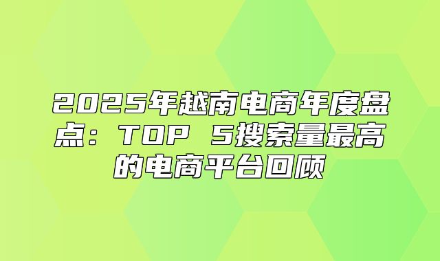 2025年越南电商年度盘点：TOP 5搜索量最高的电商平台回顾