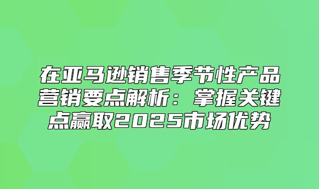 在亚马逊销售季节性产品营销要点解析：掌握关键点赢取2025市场优势