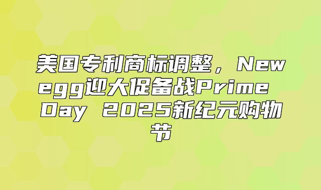 美国专利商标调整，Newegg迎大促备战Prime Day 2025新纪元购物节