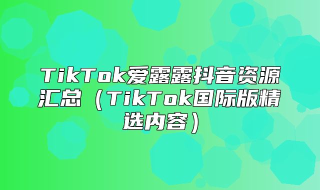 TikTok爱露露抖音资源汇总TikTok国际版精选内容