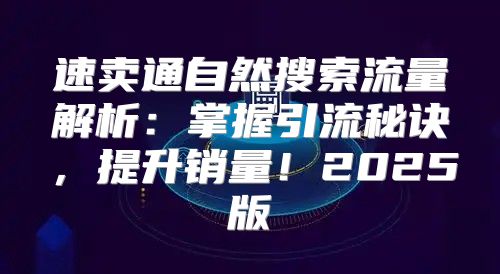 速卖通自然搜索流量解析：掌握引流秘诀，提升销量！2025版