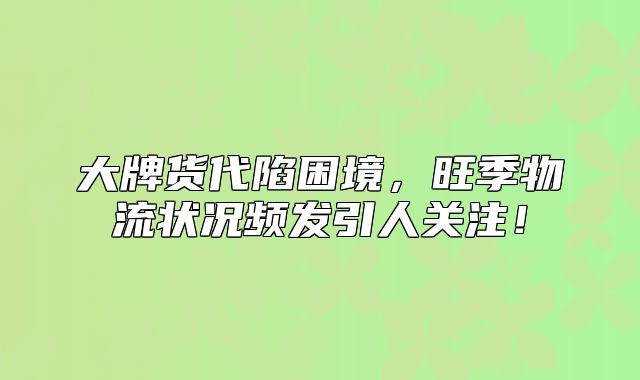 大牌货代陷困境，旺季物流状况频发引人关注！