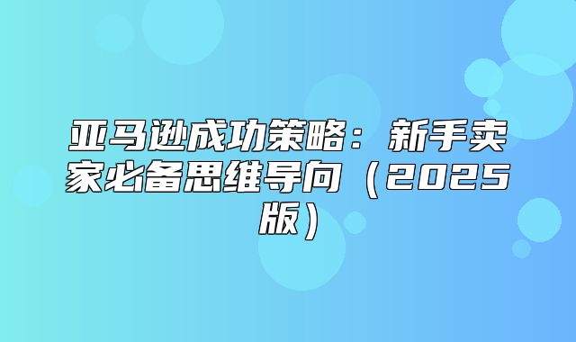 亚马逊成功策略：新手卖家必备思维导向2025版