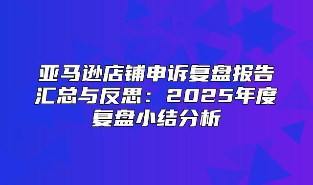 亚马逊店铺申诉复盘报告汇总与反思：2025年度复盘小结分析