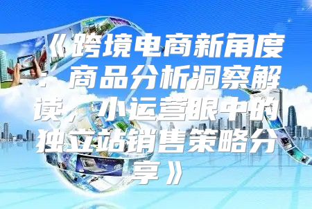 跨境电商新角度：商品分析洞察解读，小运营眼中的独立站销售策略分享