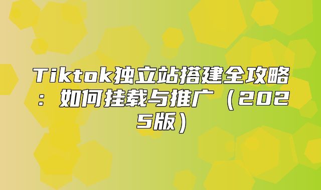 Tiktok独立站搭建全攻略：如何挂载与推广2025版