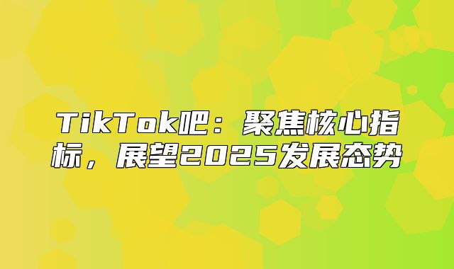 TikTok吧：聚焦核心指标，展望2025发展态势
