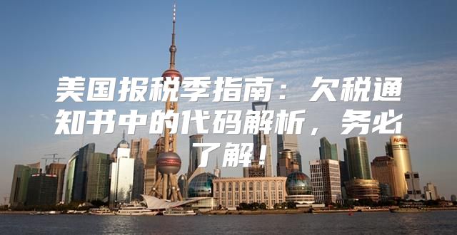 美国报税季指南：欠税通知书中的代码解析，务必了解！