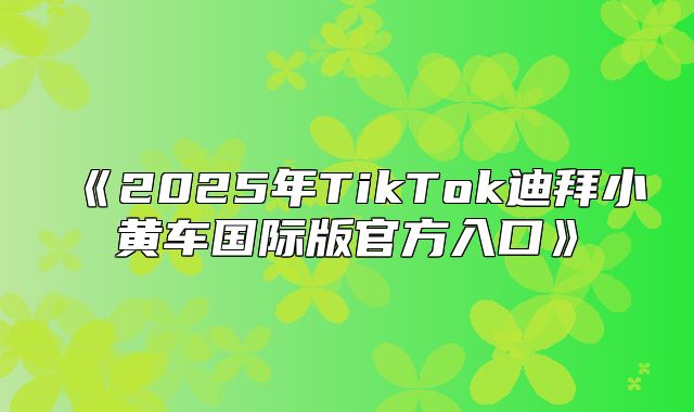 2025年TikTok迪拜小黄车国际版官方入口
