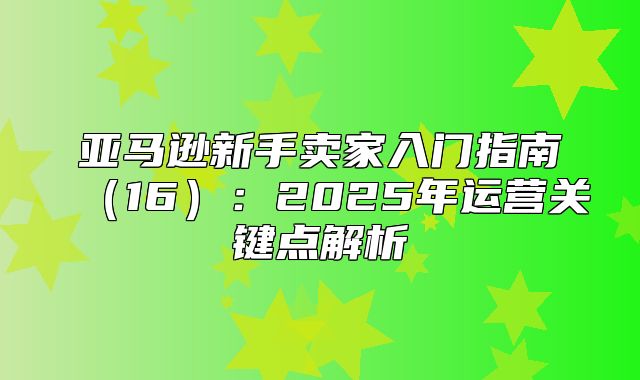 亚马逊新手卖家入门指南16：2025年运营关键点解析