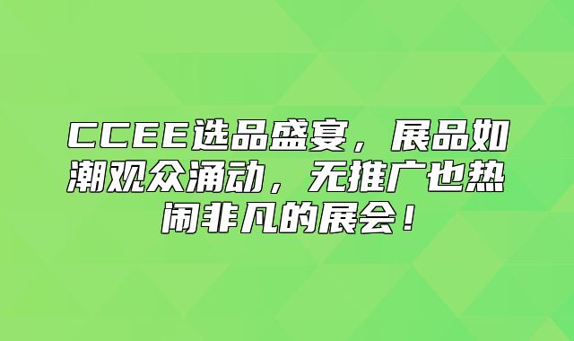 CCEE选品盛宴，展品如潮观众涌动，无推广也热闹非凡的展会！