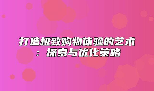 打造极致购物体验的艺术：探索与优化策略