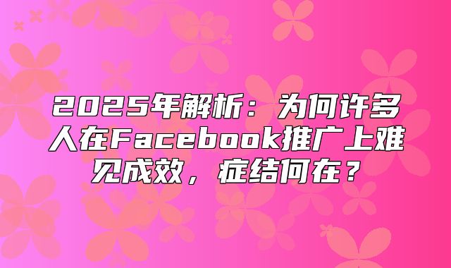 2025年解析：为何许多人在Facebook推广上难见成效，症结何在？
