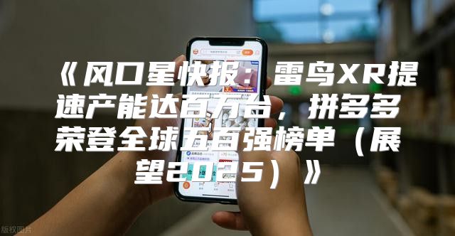 风口星快报：雷鸟XR提速产能达百万台，拼多多荣登全球五百强榜单展望2025