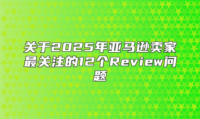 关于2025年亚马逊卖家最关注的12个Review问题