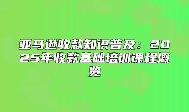 亚马逊收款知识普及：2025年收款基础培训课程概览