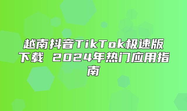 越南抖音TikTok极速版下载 2025年热门应用指南