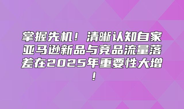 掌握先机！清晰认知自家亚马逊新品与竞品流量落差在2025年重要性大增！
