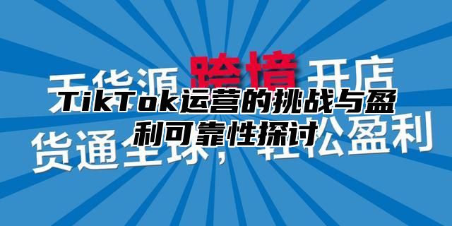TikTok运营的挑战与盈利可靠性探讨