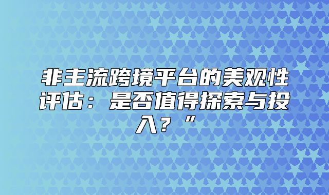 非主流跨境平台的美观性评估：是否值得探索与投入？”