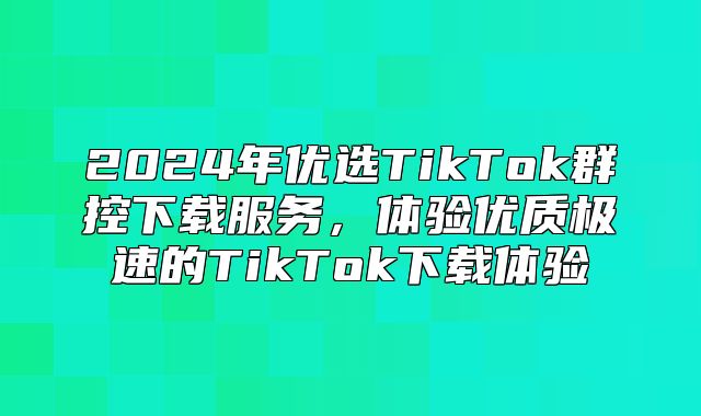 2025年优选TikTok群控下载服务，体验优质极速的TikTok下载体验