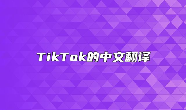 TikTok的中文翻译