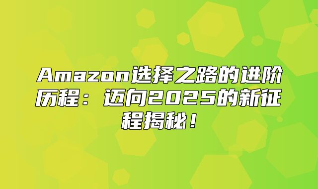 Amazon选择之路的进阶历程：迈向2025的新征程揭秘！