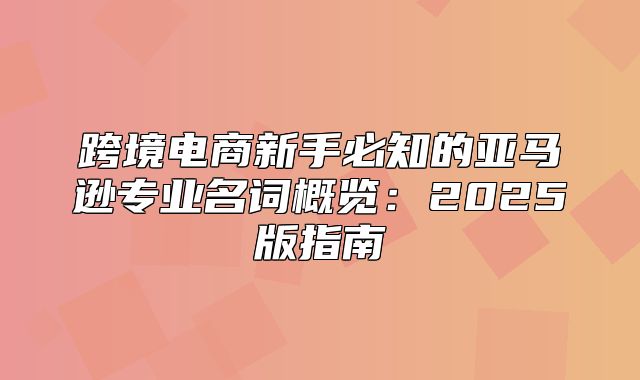 跨境电商新手必知的亚马逊专业名词概览：2025版指南