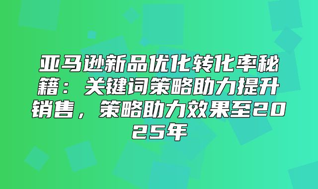 亚马逊新品优化转化率秘籍：关键词策略助力提升销售，策略助力效果至2025年