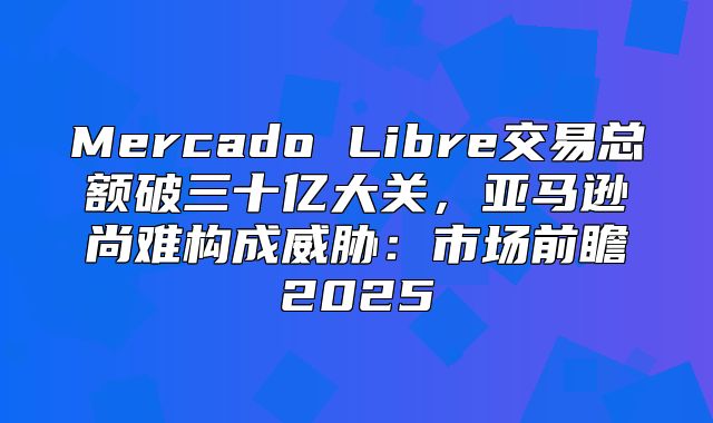 Mercado Libre交易总额破三十亿大关，亚马逊尚难构成威胁：市场前瞻2025