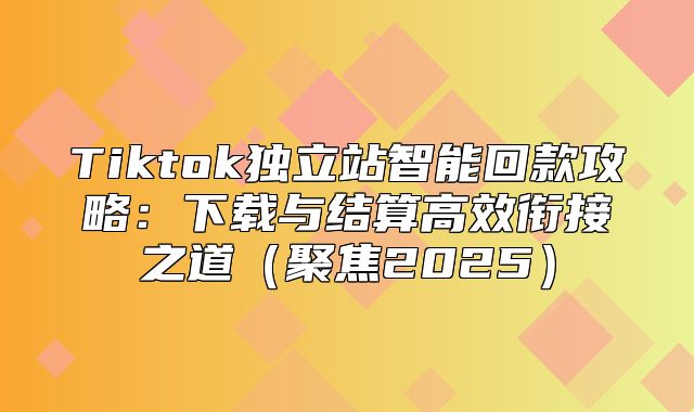 Tiktok独立站智能回款攻略：下载与结算高效衔接之道聚焦2025