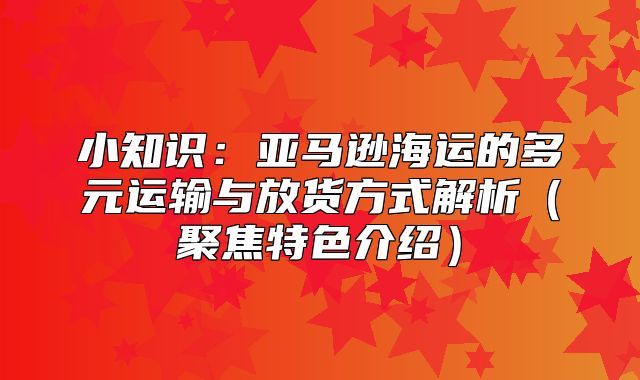 小知识：亚马逊海运的多元运输与放货方式解析聚焦特色介绍